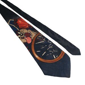 Looney Tunes Mania Taz Silk Necktie Basketball 1995 Vintage Sports Cartoon